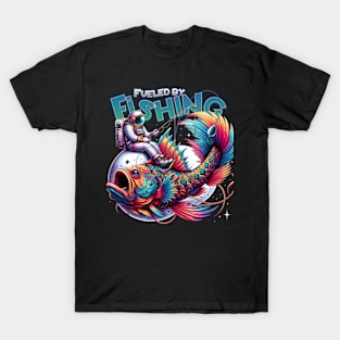 Astronaut Fishing in Space - Colorful Cosmic Father's Day Gift T-Shirt